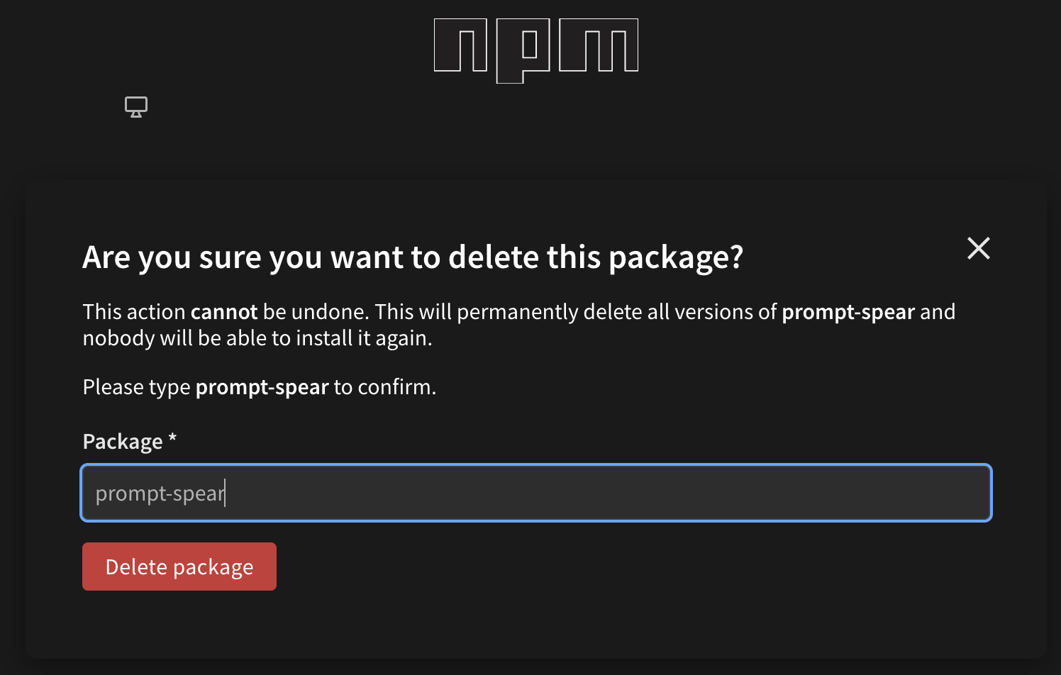 Deprecated NPM package for the security tool